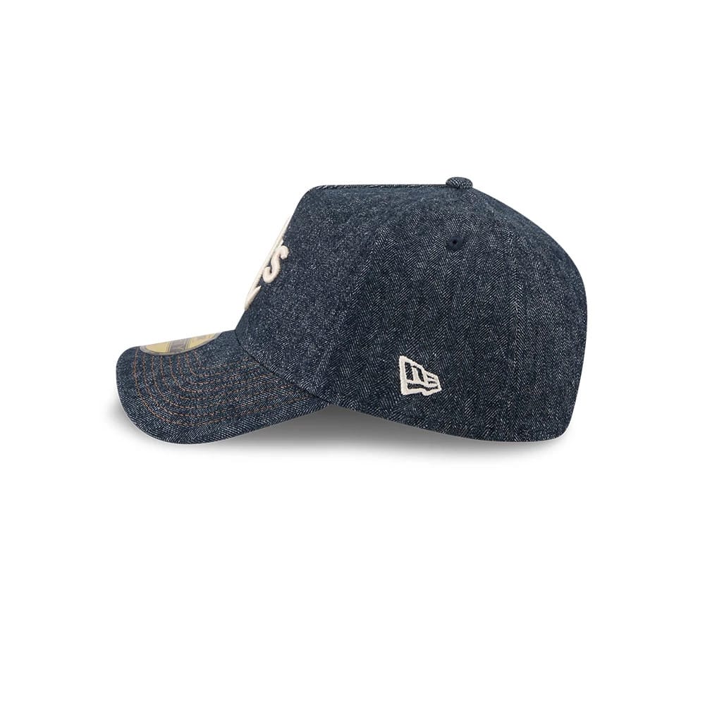 Athletics MLB Herringbone Denim Navy 59FORTY A-Frame Fitted Cap-zelvios