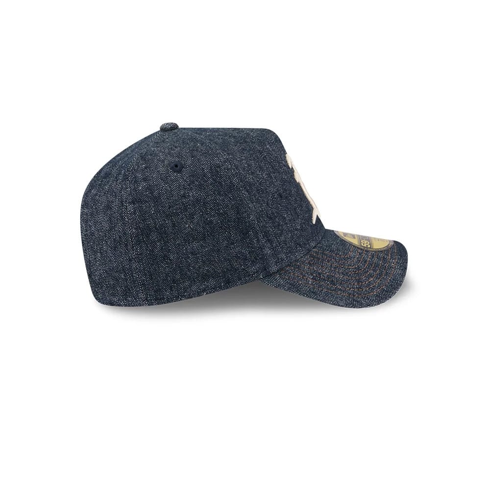 Athletics MLB Herringbone Denim Navy 59FORTY A-Frame Fitted Cap-zelvios