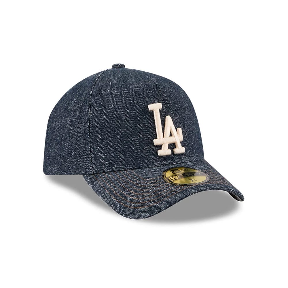 Dodgers MLB Herringbone Denim Navy 59FORTY A-Frame Fitted Cap-kentox