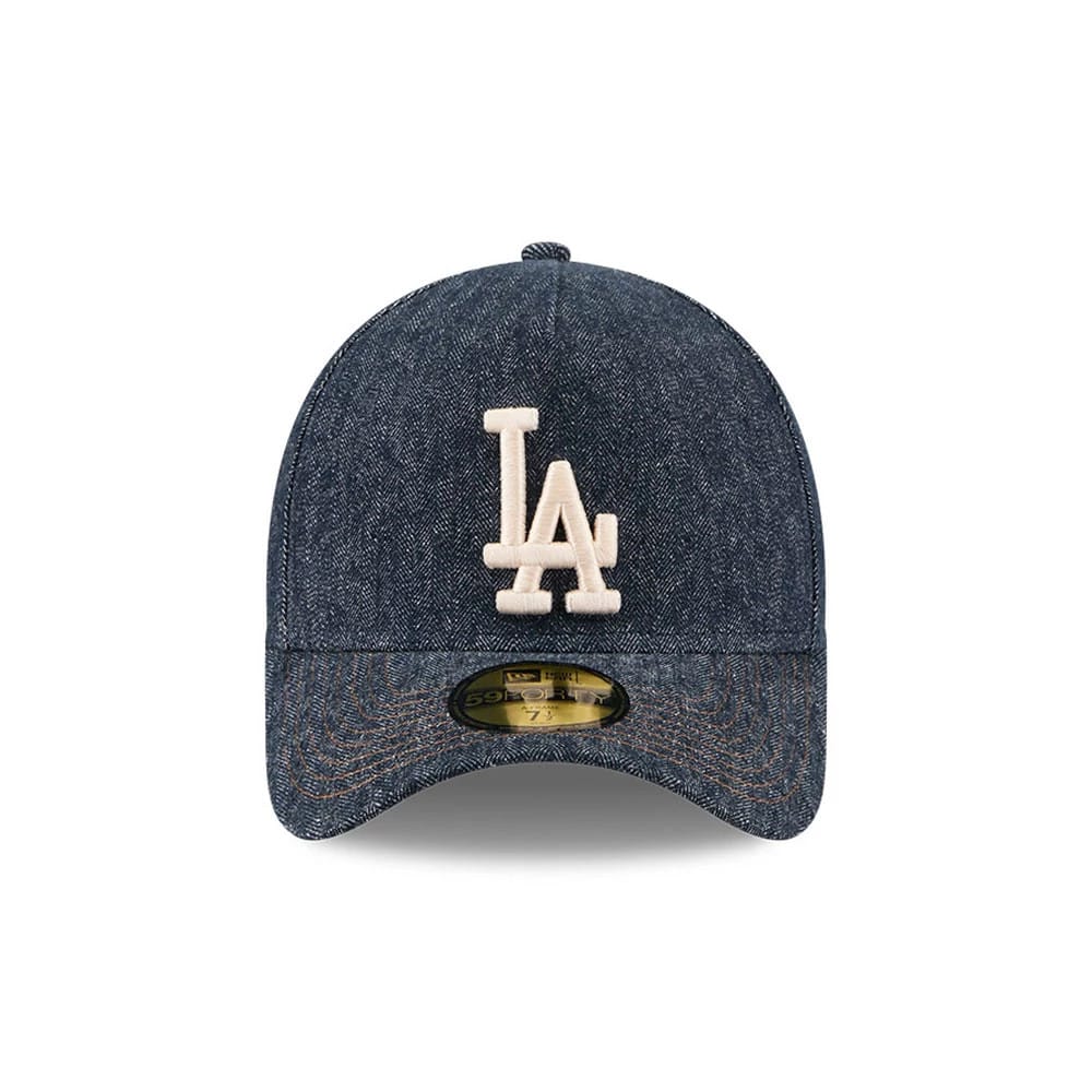 Dodgers MLB Herringbone Denim Navy 59FORTY A-Frame Fitted Cap-kentox