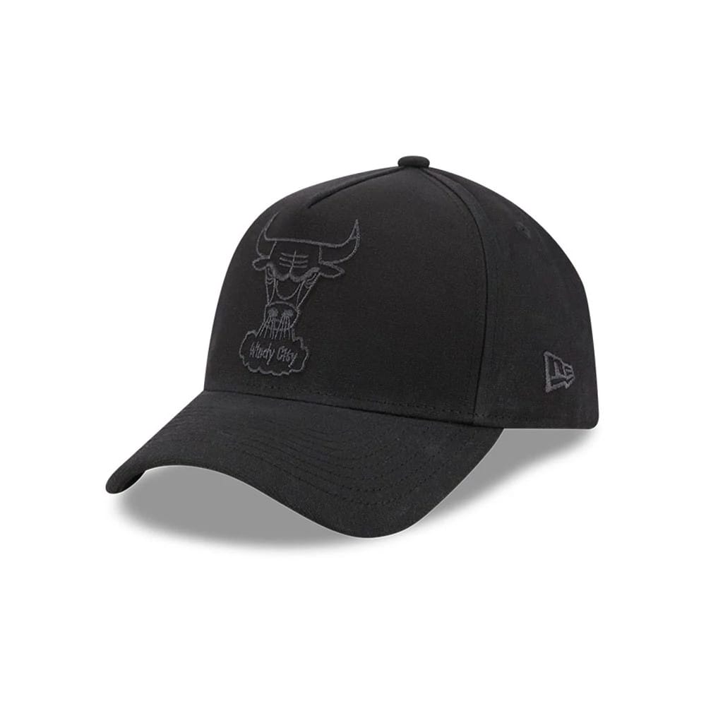 Bulls NBA Waxy Canvas Black 59FORTY A-Frame Fitted Cap-zelvios