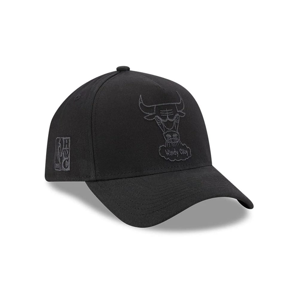 Bulls NBA Waxy Canvas Black 59FORTY A-Frame Fitted Cap-zelvios