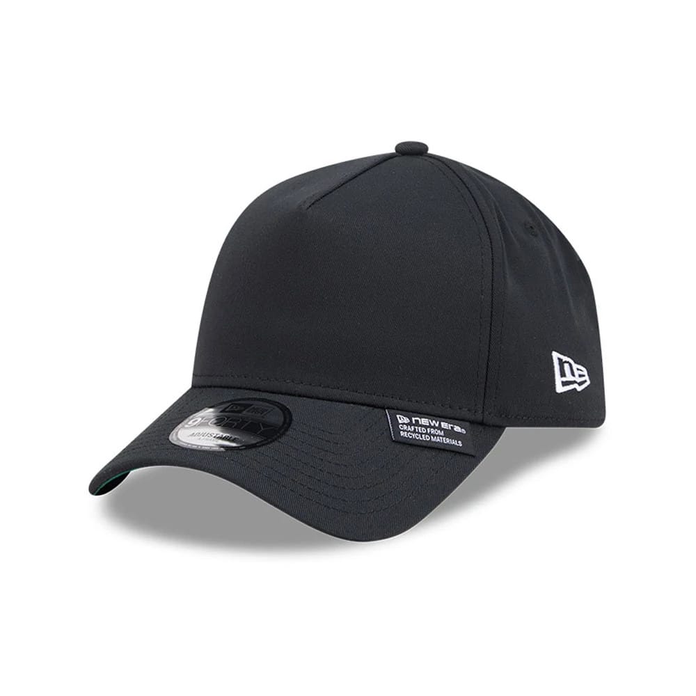 New Era Recycled Twill Black 9FORTY A-Frame Adjustable Cap-zelvios