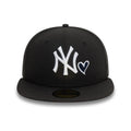 New York Yankees MLB Heart Icon Black 59FIFTY Fitted Cap-zelvios
