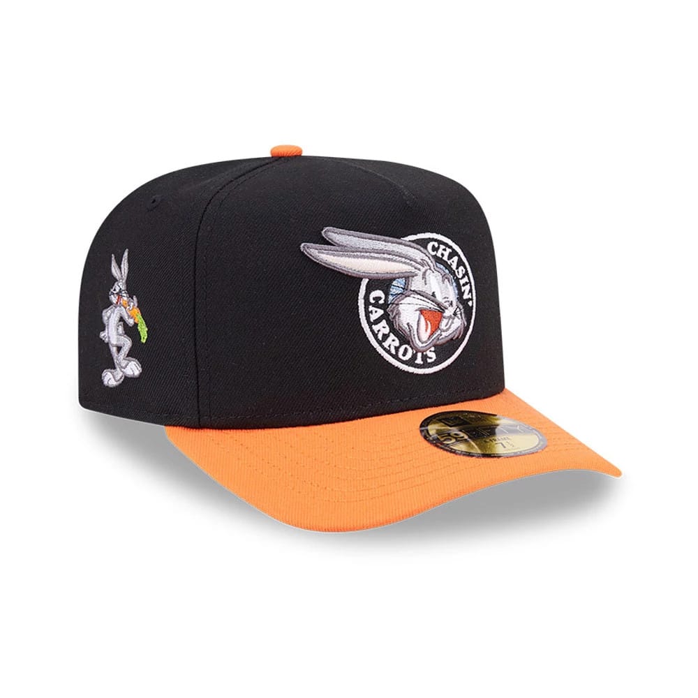 Bugs Bunny Looney Tunes Chasin Carrots Black 59FIFTY A-Frame Fitted Cap-zelvios