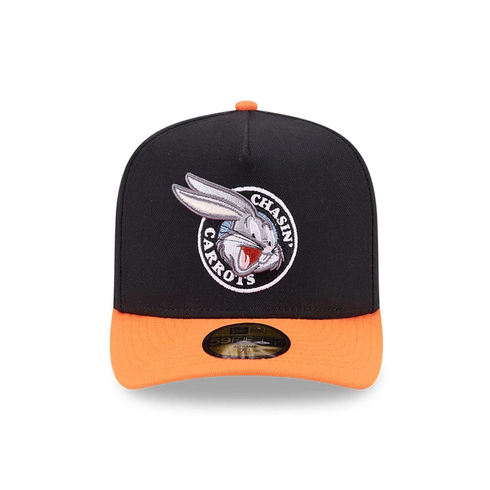 Bugs Bunny Looney Tunes Chasin Carrots Black 59FIFTY A-Frame Fitted Cap-zelvios