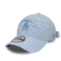 LA Dodgers MLB Gingham Bowback Pastel Blue 9TWENTY Adjustable Cap-zelvios