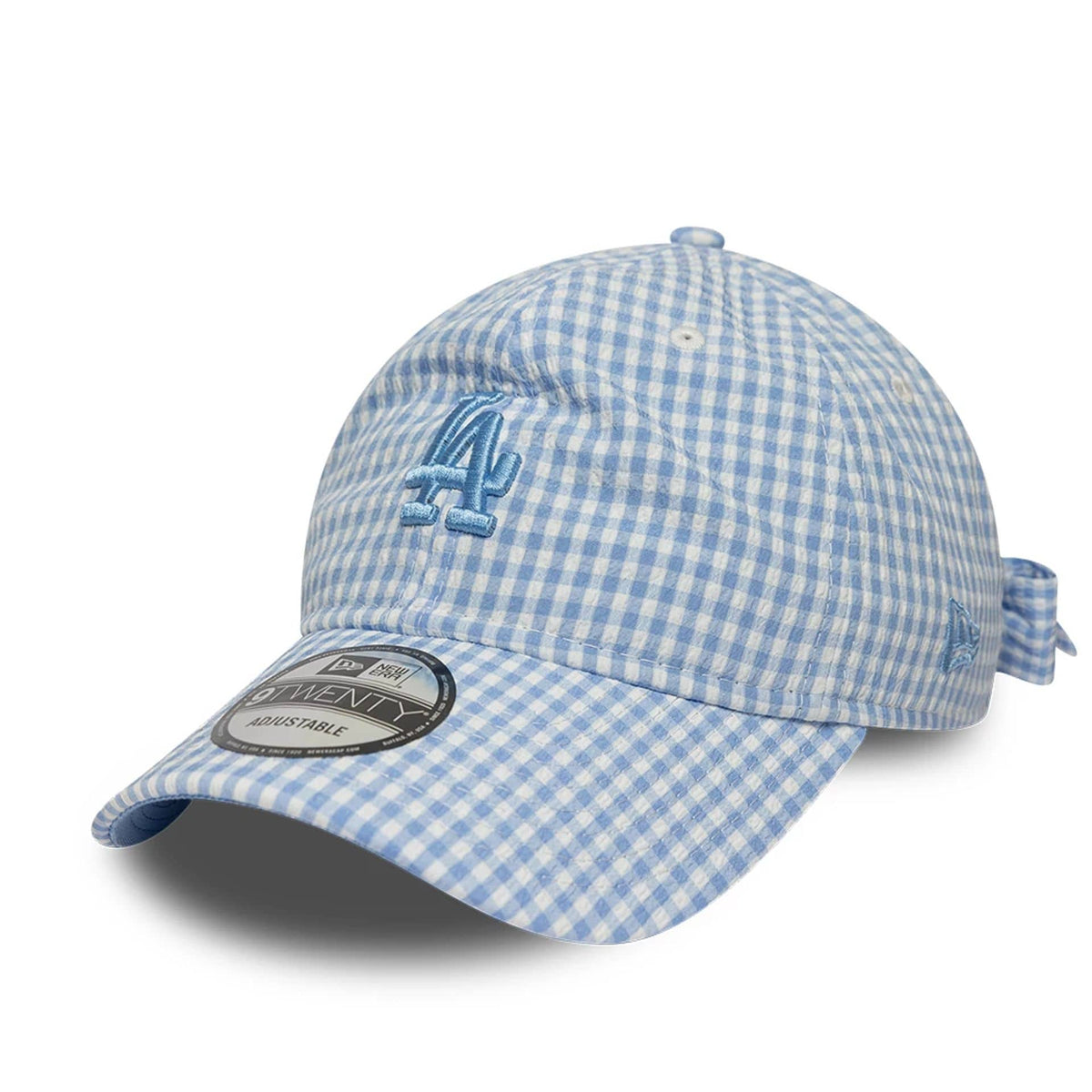 LA Dodgers MLB Gingham Bowback Pastel Blue 9TWENTY Adjustable Cap-zelvios