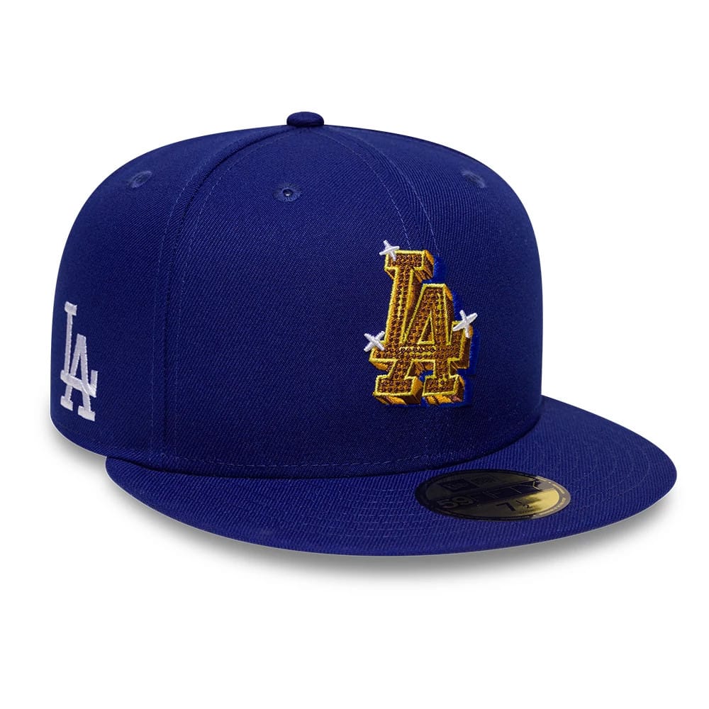 LA Dodgers MLB Emblem Dark Blue 59FIFTY Fitted Cap-zelvios