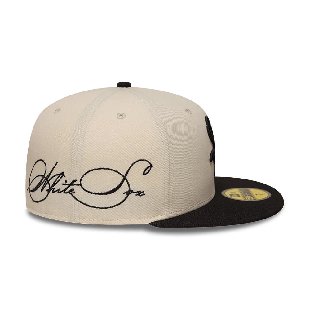 Chicago White Sox MLB Side Script Cream & Black 59FIFTY Fitted Cap-kentox