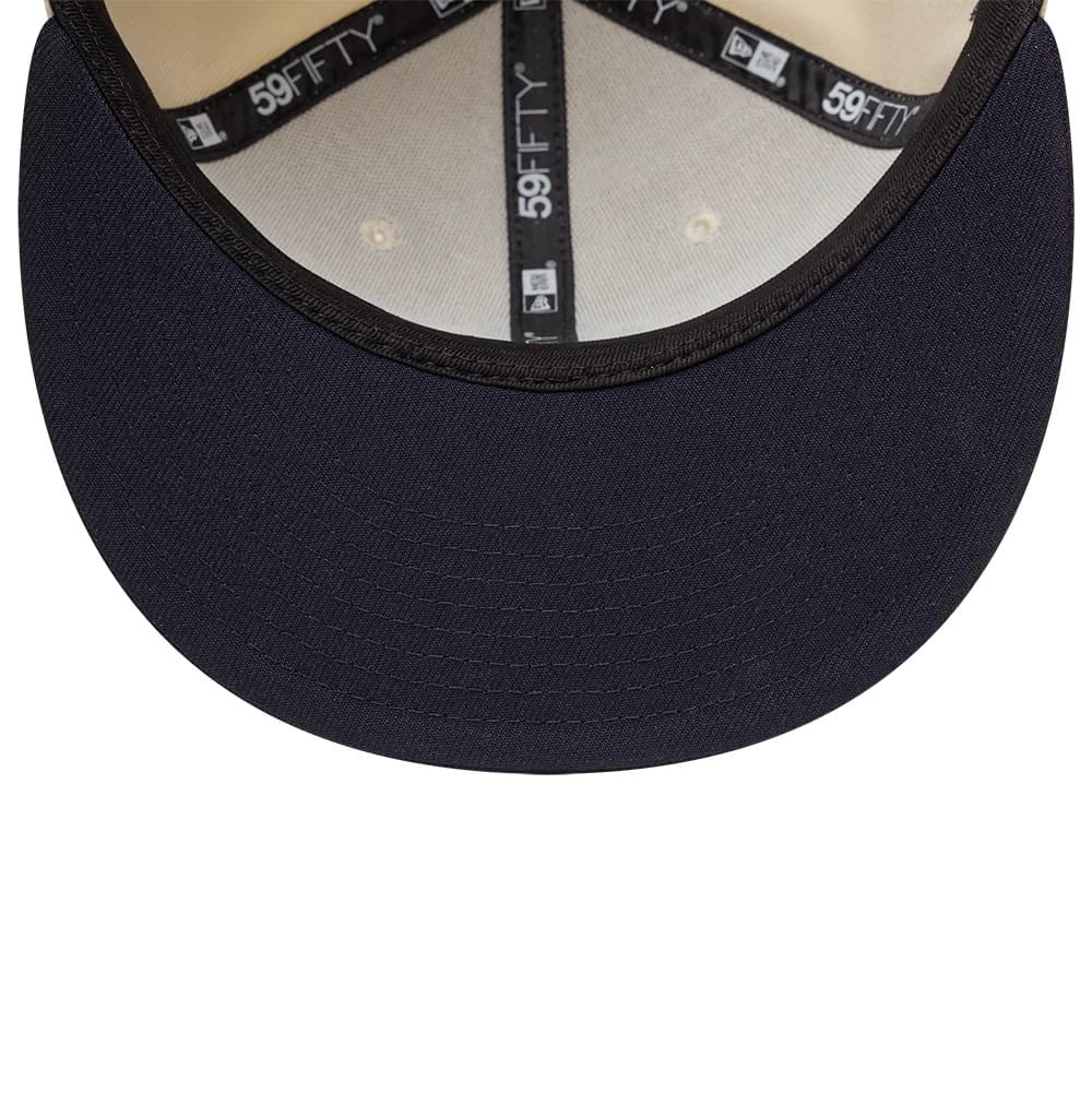 New York Yankees MLB Side Script Cream & Navy 59FIFTY Fitted Cap-zelvios