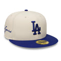 LA Dodgers MLB Side Script Cream & Blue 59FIFTY Fitted Cap-zelvios