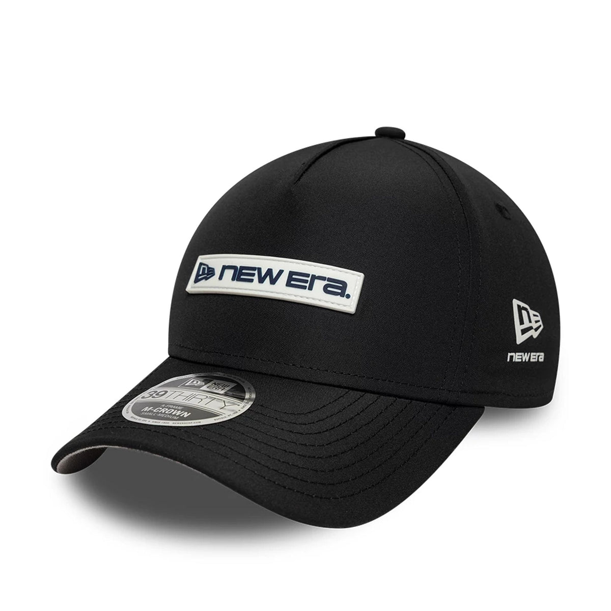 New Era Rubber Patch Black 39THIRTY M-Crown A-Frame Stretch Fit Cap-zelvios