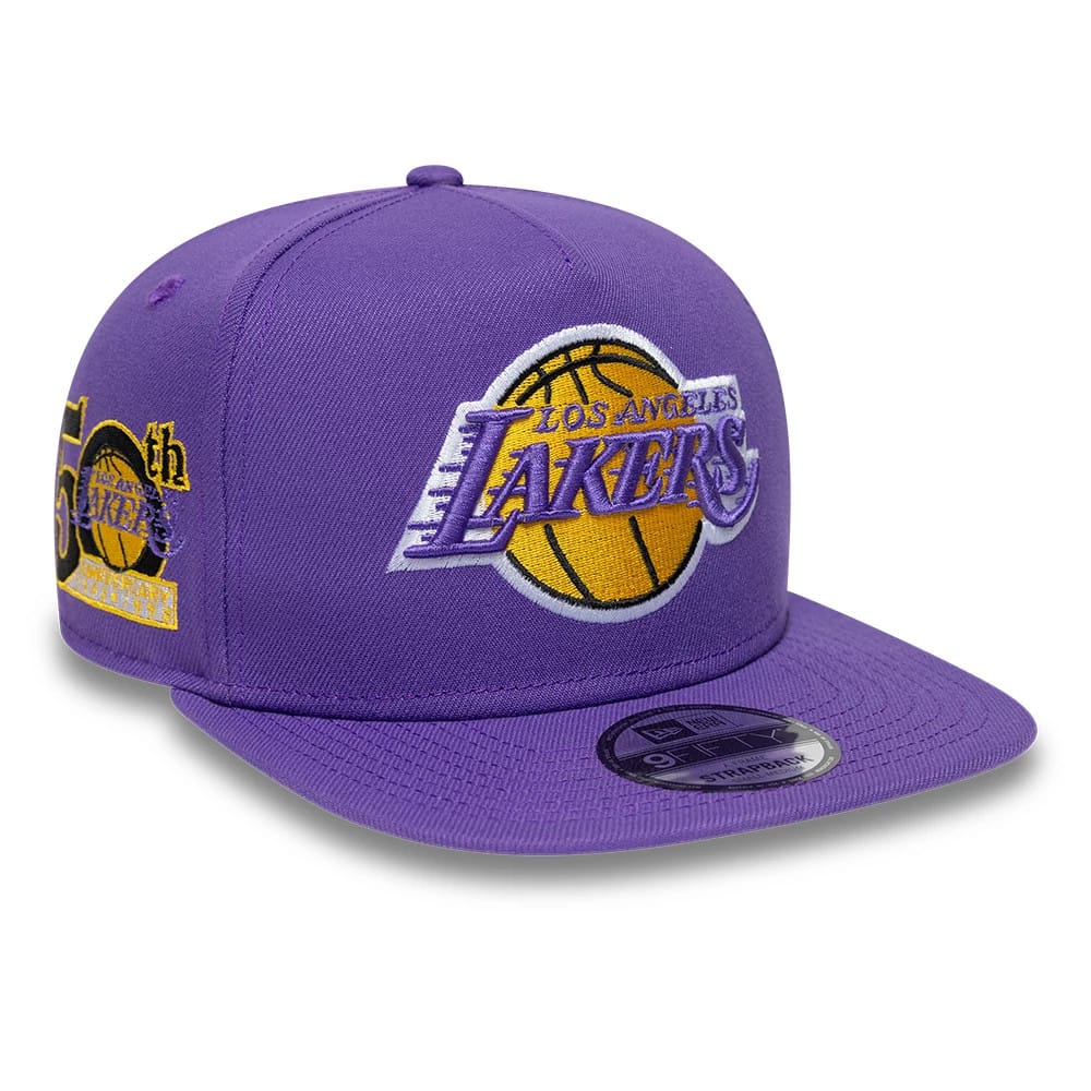 LA Lakers NBA Hardwood Classic Purple 9FIFTY A-Frame Snapback Adjustable Cap-zelvios