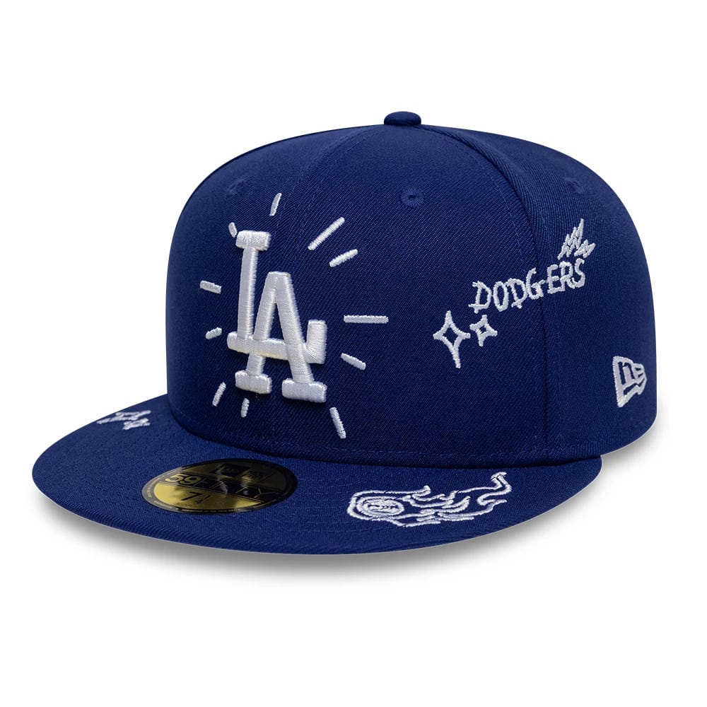 LA Dodgers MLB Scribble Dark Blue 59FIFTY Fitted Cap-zelvios