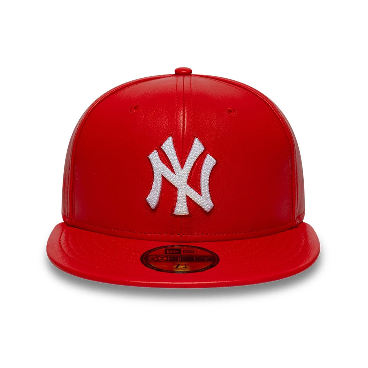 New York Yankees MLB Leather Red 59FIFTY Fitted Cap-zelvios