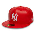 New York Yankees MLB Leather Red 59FIFTY Fitted Cap-zelvios