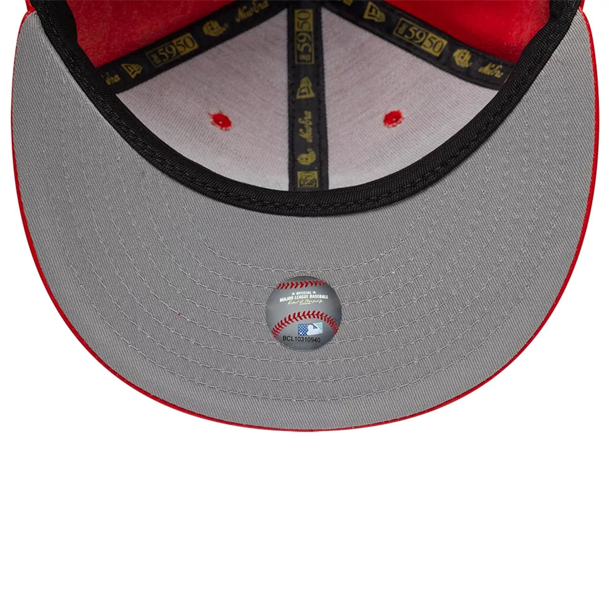 New York Yankees MLB Leather Red 59FIFTY Fitted Cap-zelvios