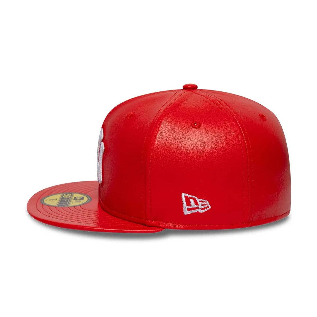 New York Yankees MLB Leather Red 59FIFTY Fitted Cap-zelvios