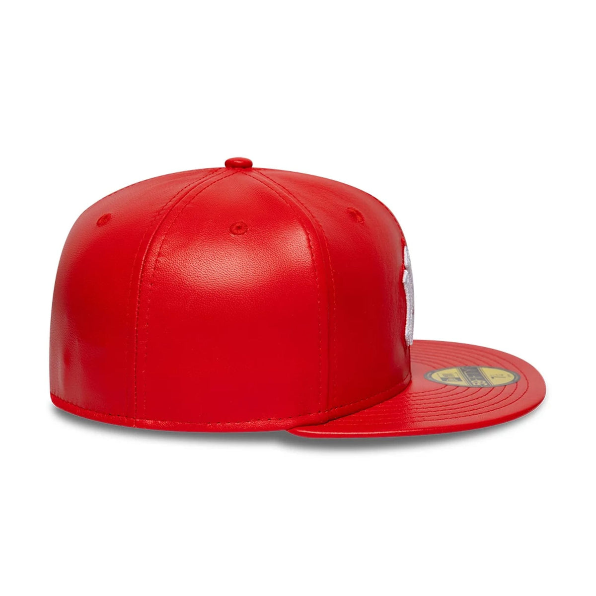 New York Yankees MLB Leather Red 59FIFTY Fitted Cap-zelvios