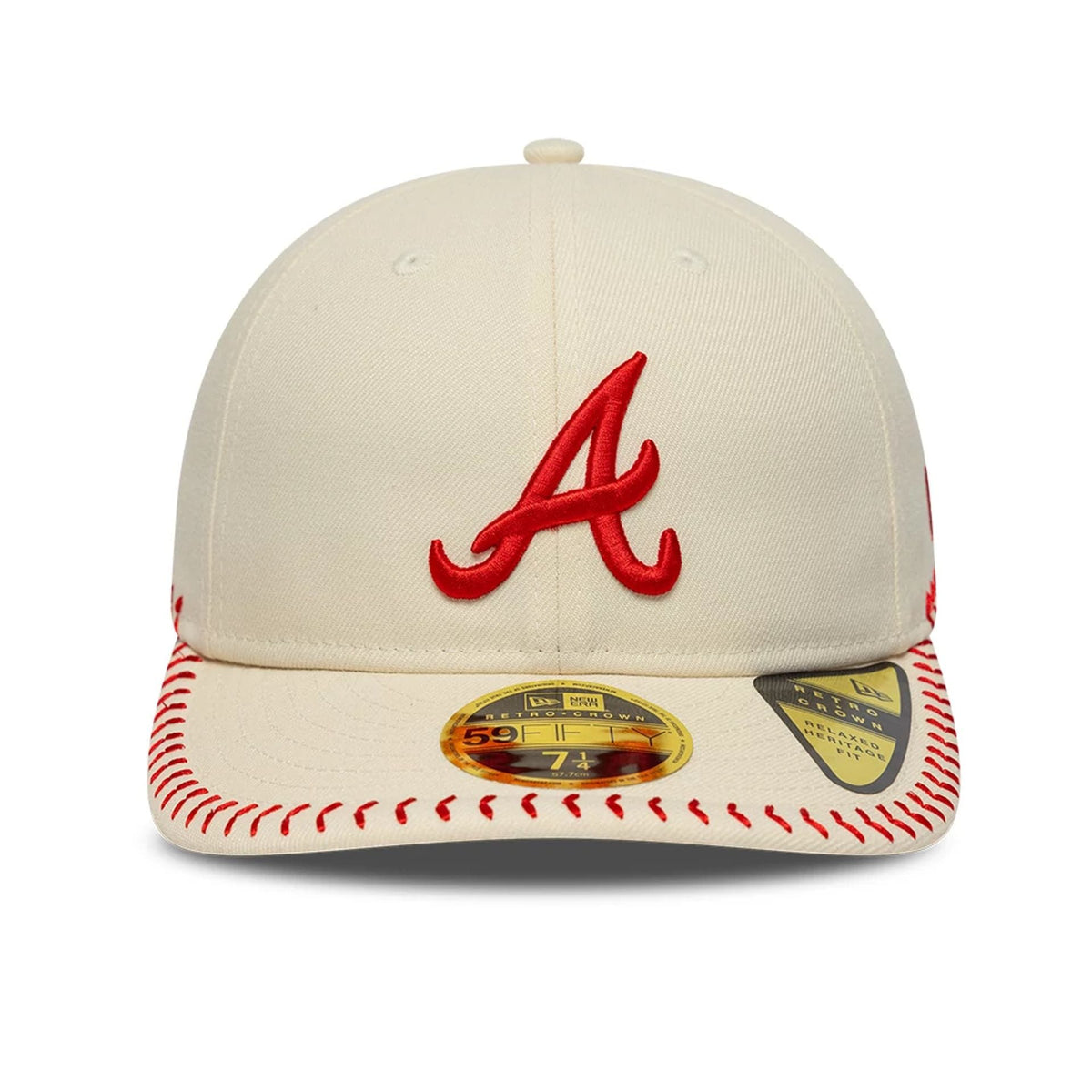 Atlanta Braves MLB Baseball Stitch Cream Retro Crown 59FIFTY Fitted Cap-zelvios
