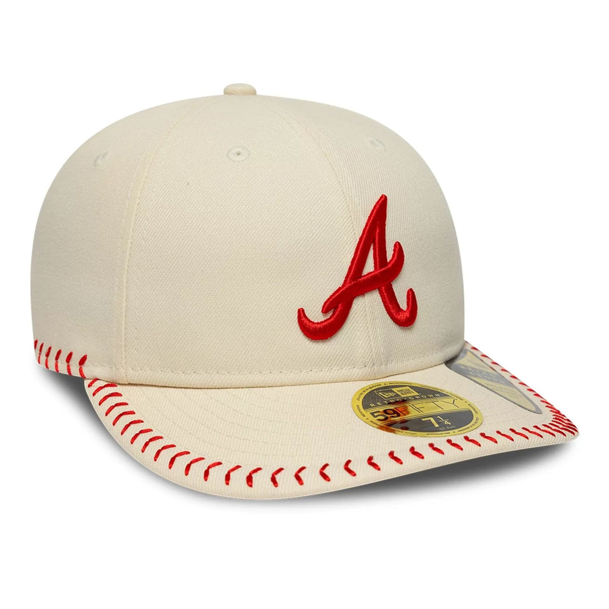 Atlanta Braves MLB Baseball Stitch Cream Retro Crown 59FIFTY Fitted Cap-zelvios