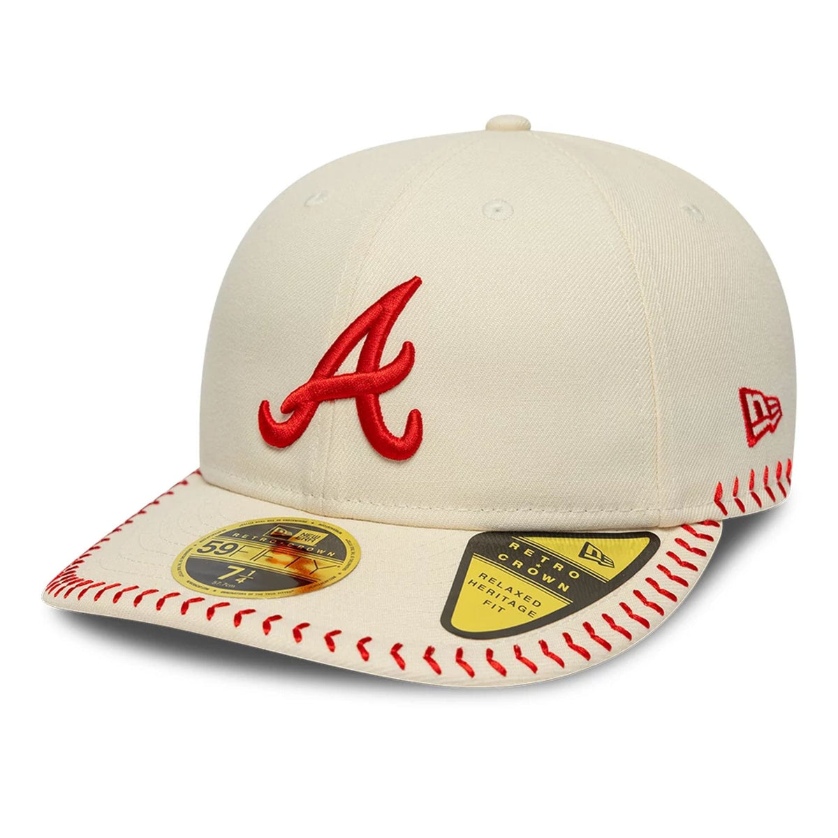 Atlanta Braves MLB Baseball Stitch Cream Retro Crown 59FIFTY Fitted Cap-zelvios