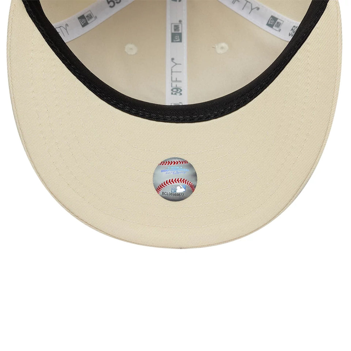 Atlanta Braves MLB Baseball Stitch Cream Retro Crown 59FIFTY Fitted Cap-zelvios