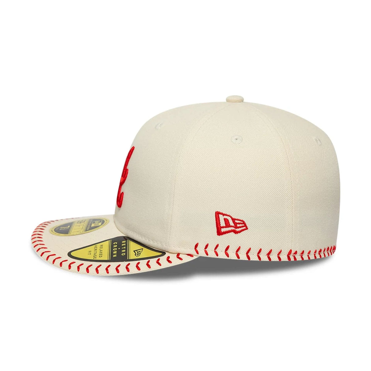 Atlanta Braves MLB Baseball Stitch Cream Retro Crown 59FIFTY Fitted Cap-zelvios