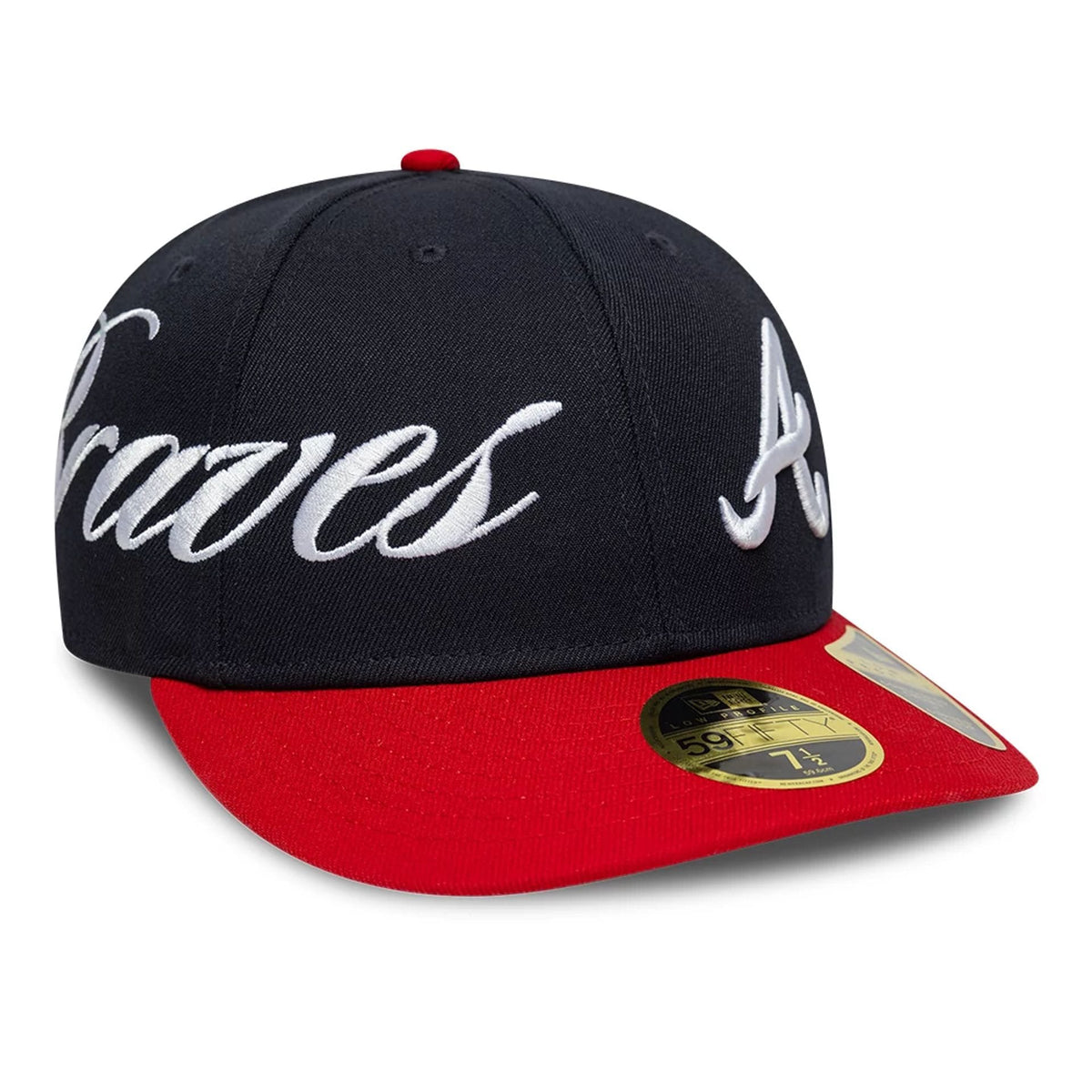 Atlanta Braves MLB Side Script Navy Low Profile 59FIFTY Fitted Cap-zelvios