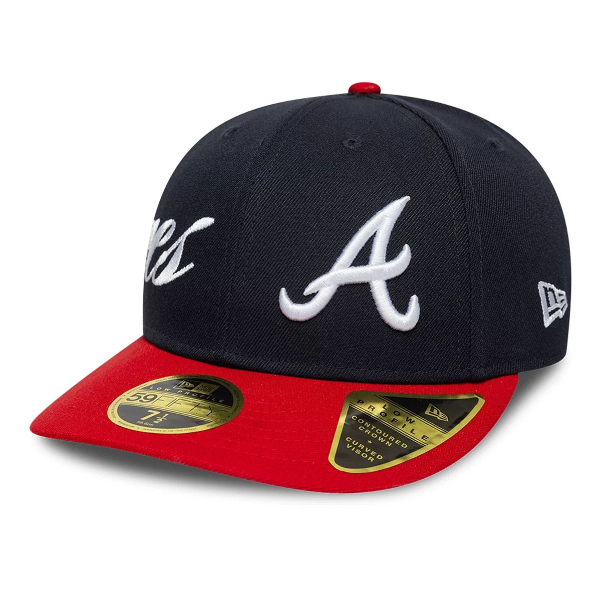 Atlanta Braves MLB Side Script Navy Low Profile 59FIFTY Fitted Cap-zelvios