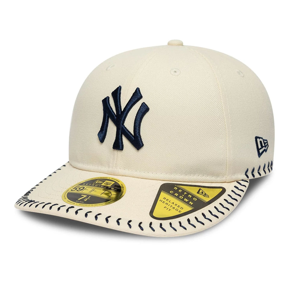 New York Yankees MLB Baseball Stitch Cream Retro Crown 59FIFTY Fitted Cap-zelvios
