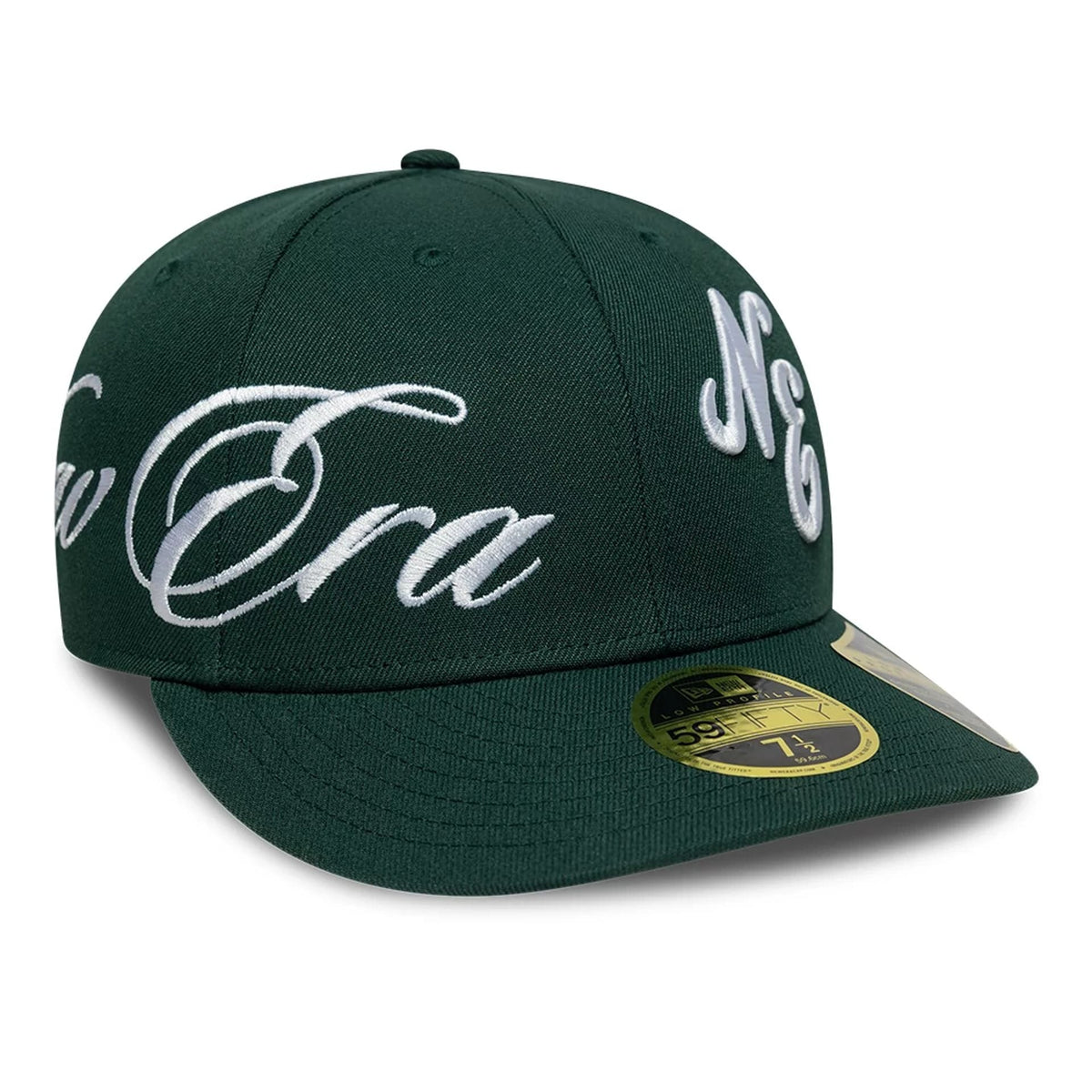 New Era Side Script Dark Green Low Profile 59FIFTY Fitted Cap-zelvios