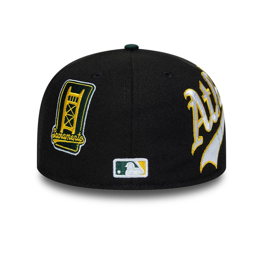 Athletics MLB Multi Logo Satin Lined Black 59FIFTY Fitted Cap-zelvios