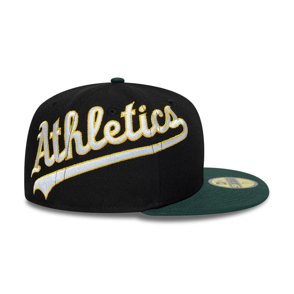 Athletics MLB Multi Logo Satin Lined Black 59FIFTY Fitted Cap-zelvios