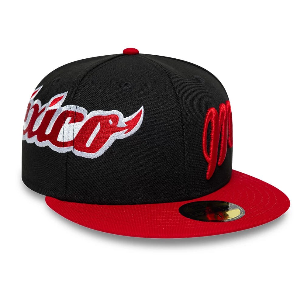 Mexico Diablos LMB Multi Logo Satin Lined Black 59FIFTY Fitted Cap-zelvios
