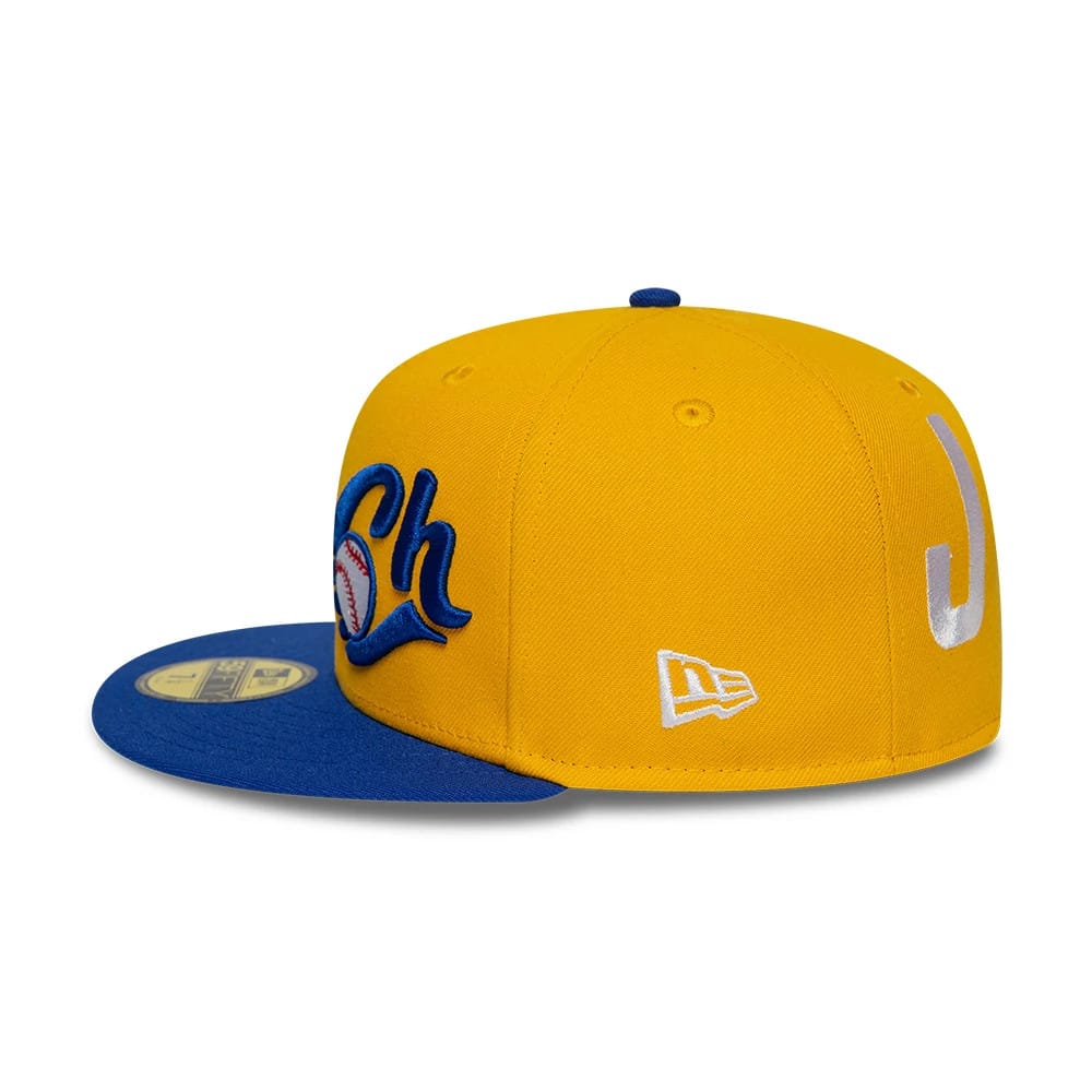 Charros De Jalisco LMB Multi Logo Satin Lined Gold 59FIFTY Fitted Cap-zelvios
