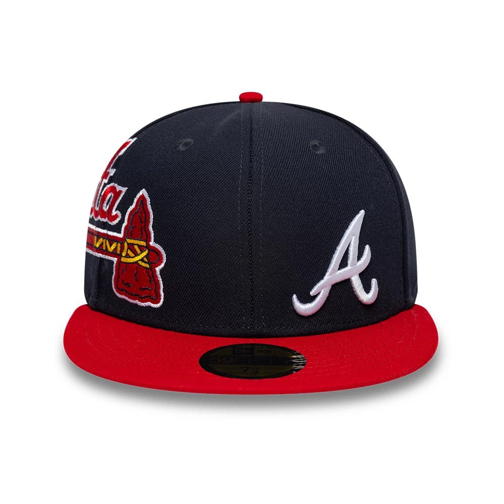 Atlanta Braves MLB Multi Logo Satin Lined Navy 59FIFTY Fitted Cap-zelvios