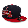 Atlanta Braves MLB Multi Logo Satin Lined Navy 59FIFTY Fitted Cap-zelvios