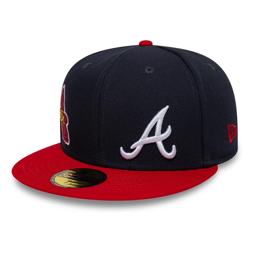 Atlanta Braves MLB Multi Logo Satin Lined Navy 59FIFTY Fitted Cap-zelvios