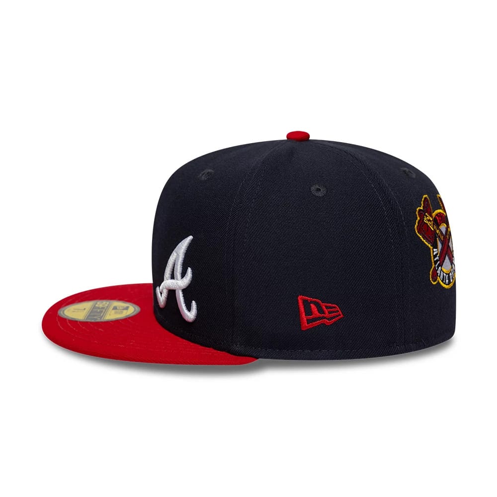 Atlanta Braves MLB Multi Logo Satin Lined Navy 59FIFTY Fitted Cap-zelvios