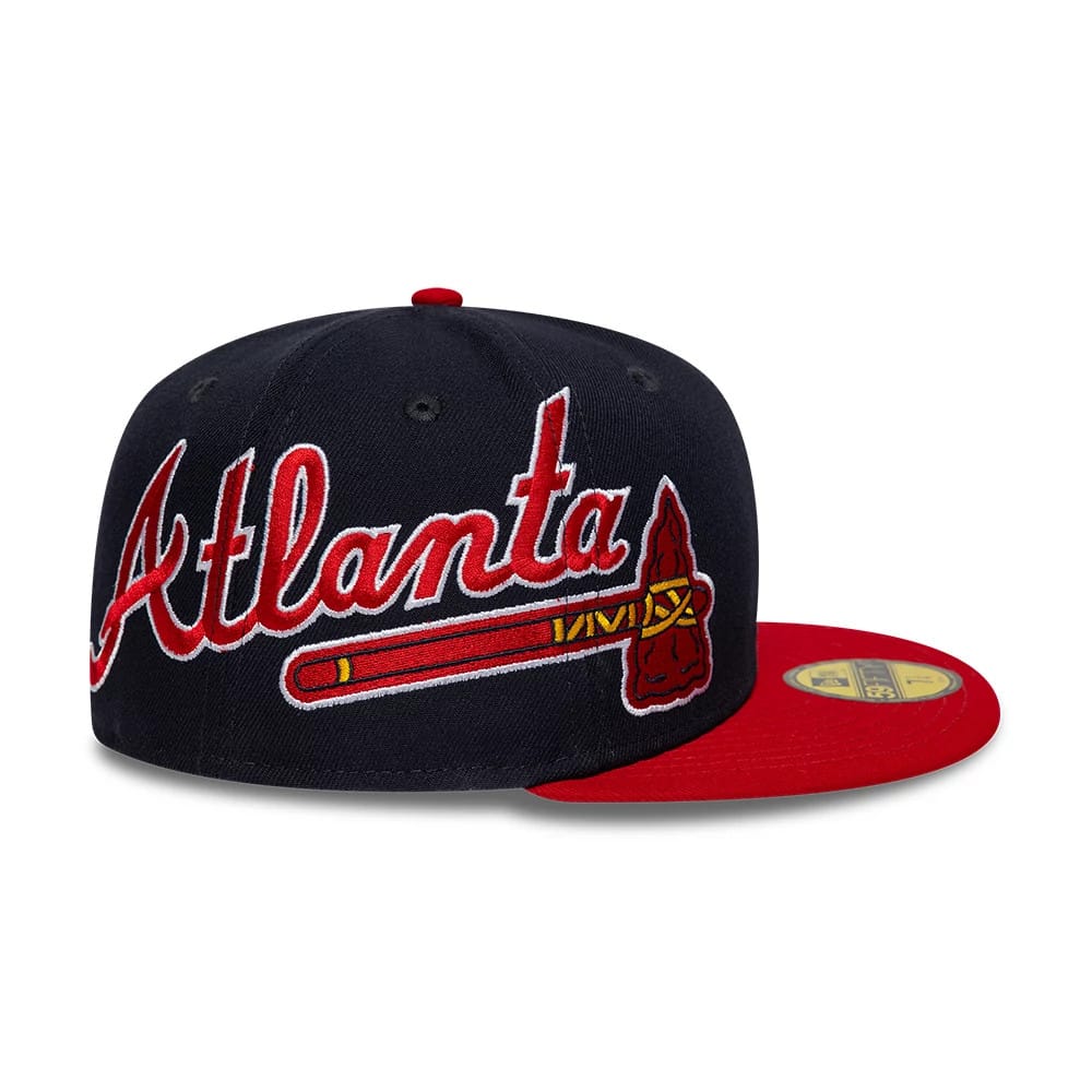 Atlanta Braves MLB Multi Logo Satin Lined Navy 59FIFTY Fitted Cap-zelvios