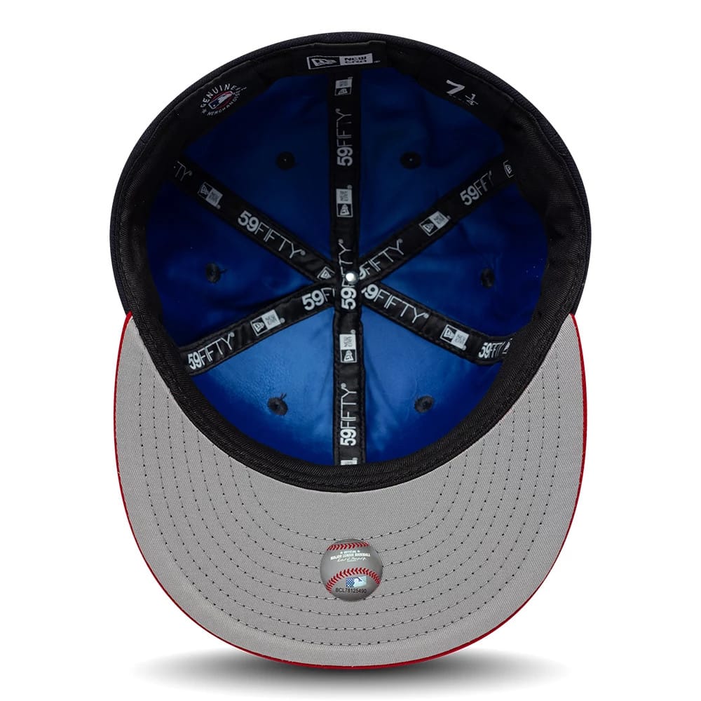 Atlanta Braves MLB Multi Logo Satin Lined Navy 59FIFTY Fitted Cap-zelvios