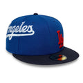 LA Dodgers MLB Multi Logo Satin Lined Blue 59FIFTY Fitted Cap-zelvios