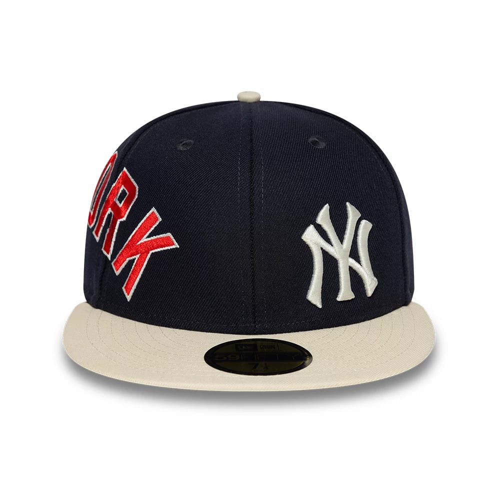 New York Yankees MLB Multi Logo Satin Lined Navy 59FIFTY Fitted Cap-zelvios