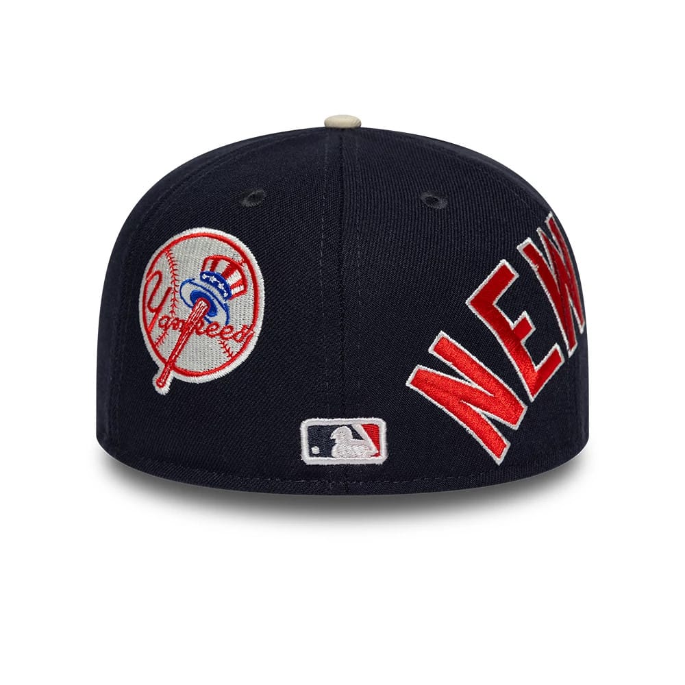 New York Yankees MLB Multi Logo Satin Lined Navy 59FIFTY Fitted Cap-zelvios