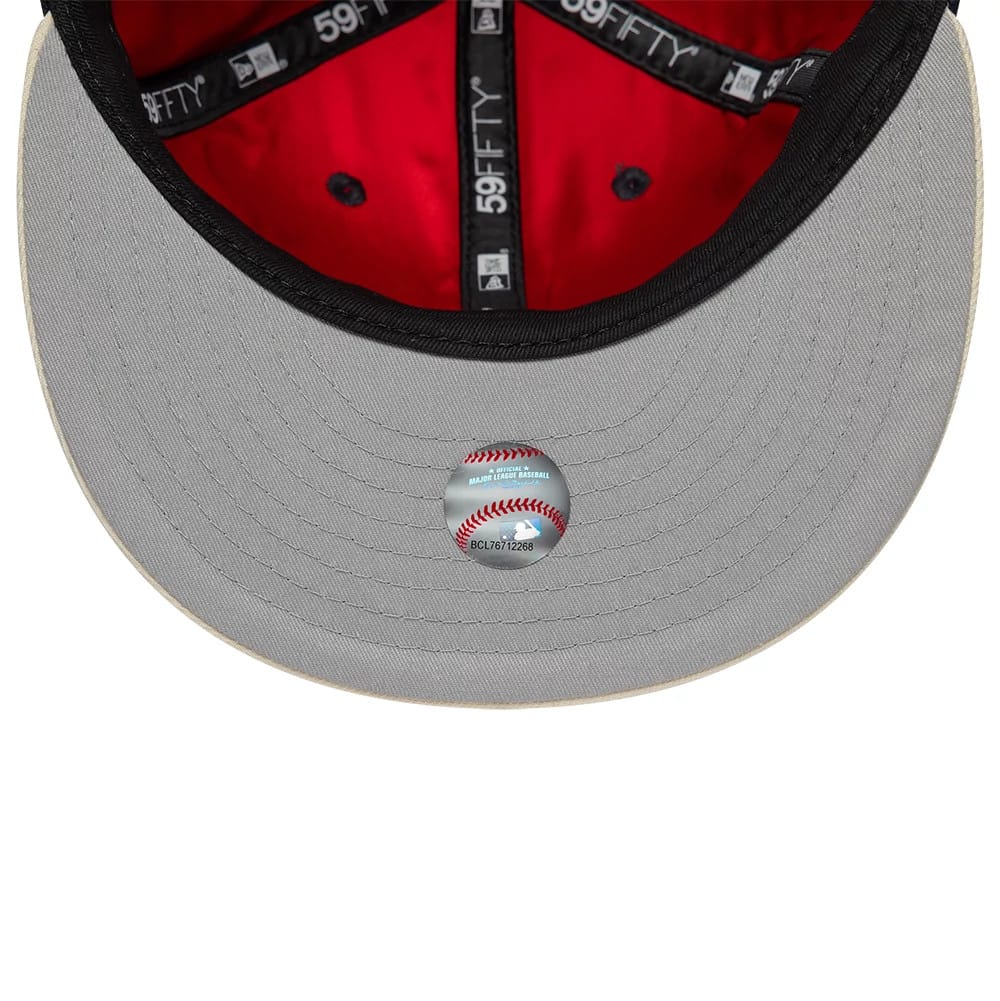 New York Yankees MLB Multi Logo Satin Lined Navy 59FIFTY Fitted Cap-zelvios