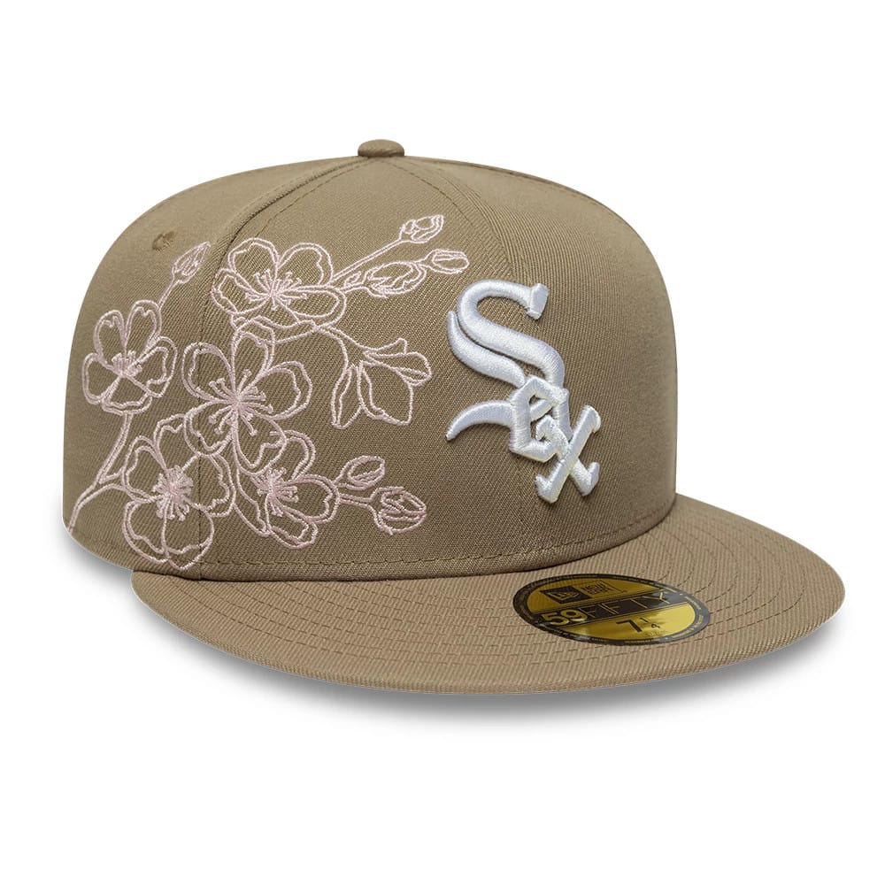 Chicago White Sox MLB Floral Outline Beige 59FIFTY Fitted Cap-zelvios