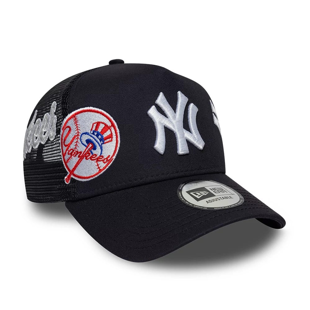 New York Yankees MLB Patch Navy 9FORTY A-Frame Trucker Adjustable Cap-zelvios
