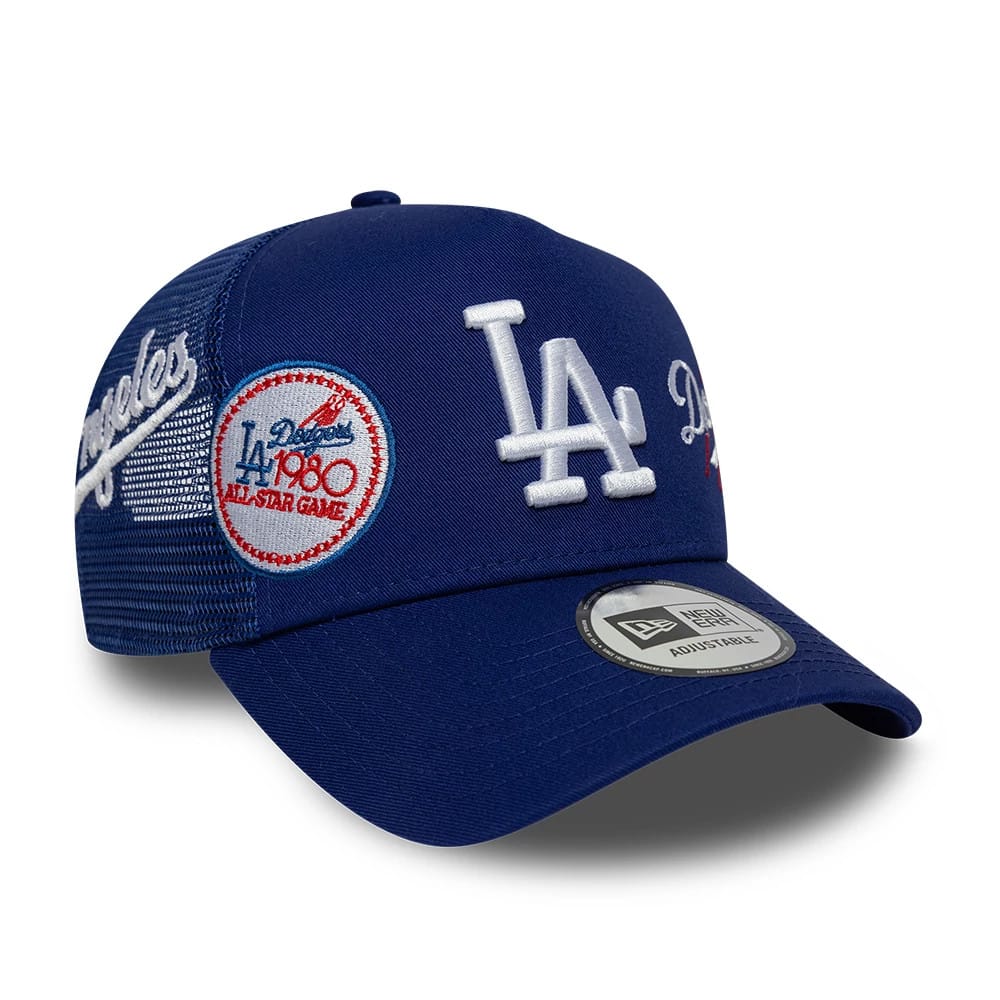 LA Dodgers MLB Patch Dark Blue 9FORTY A-Frame Trucker Adjustable Cap-zelvios